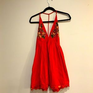 Red free people mini dress